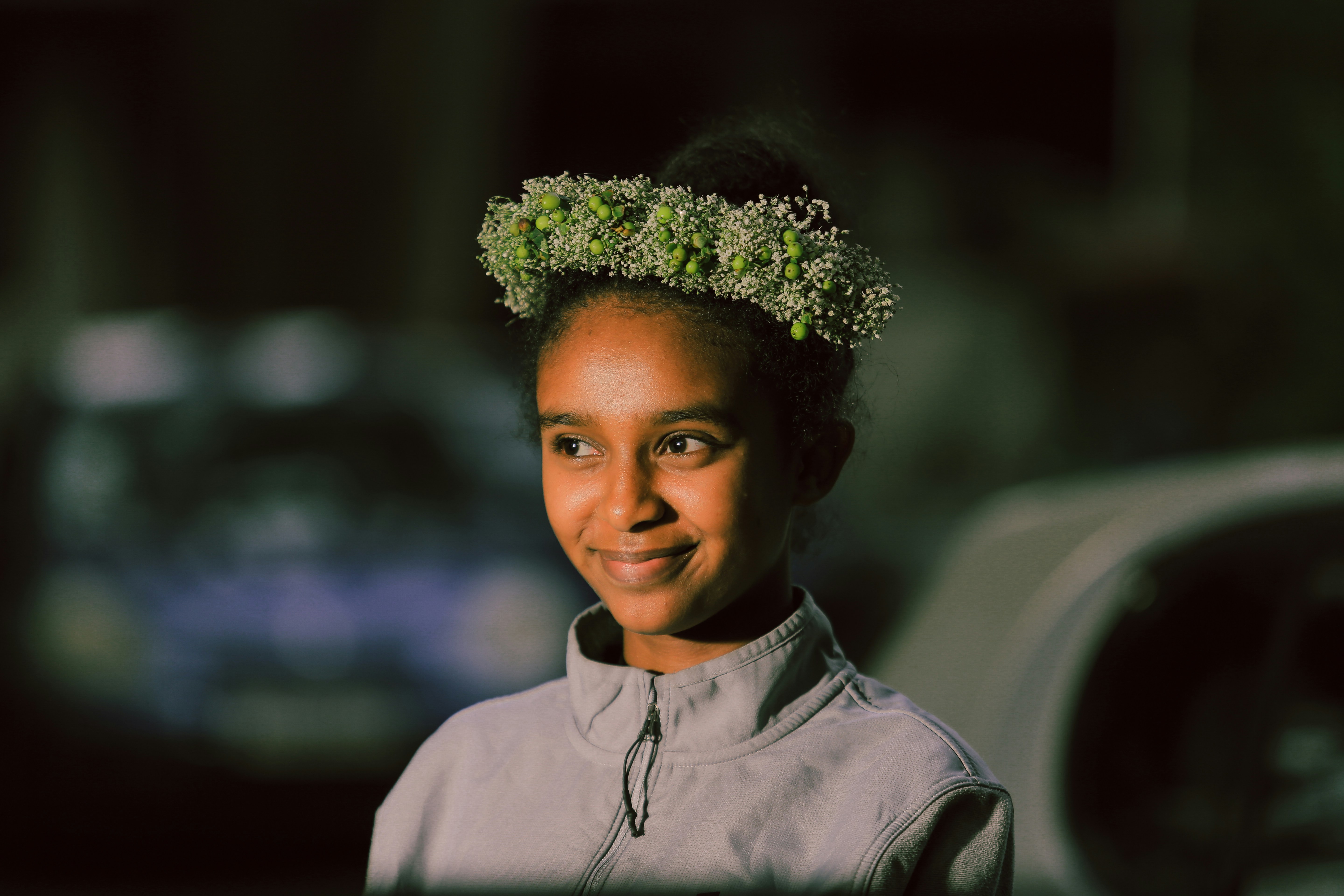 Smiling Girl With Flower Crown