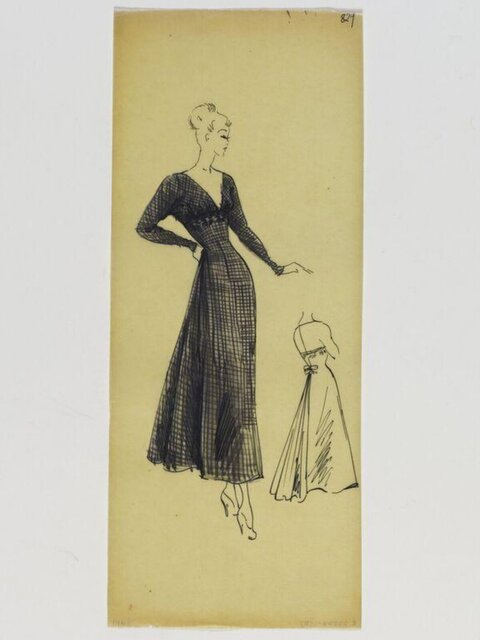Vintage Evening Gown Fashion Sketch