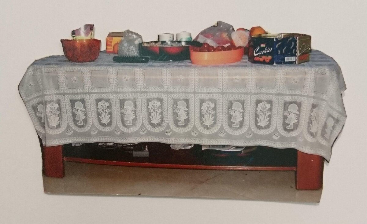 Vintage Home Table With Food Items