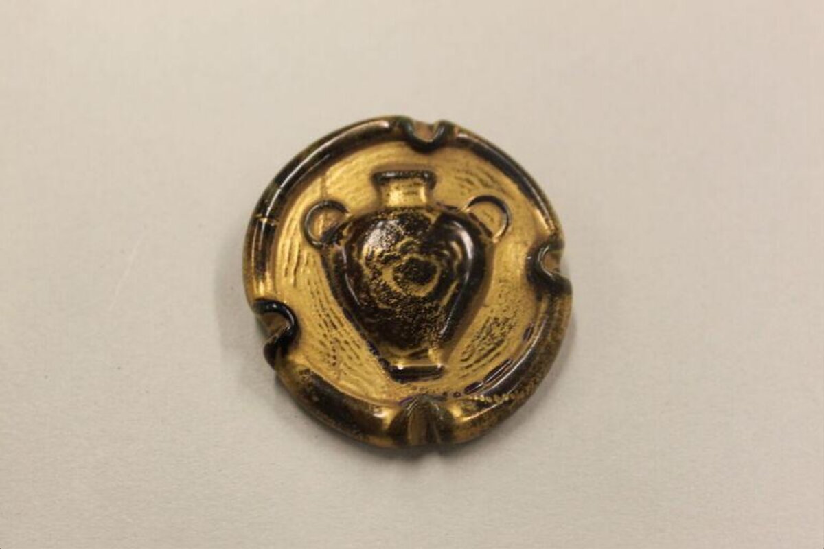 Vintage Gilded Glass Amphora Button