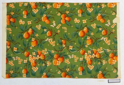 Orange Fruit Print Fabric Swatch