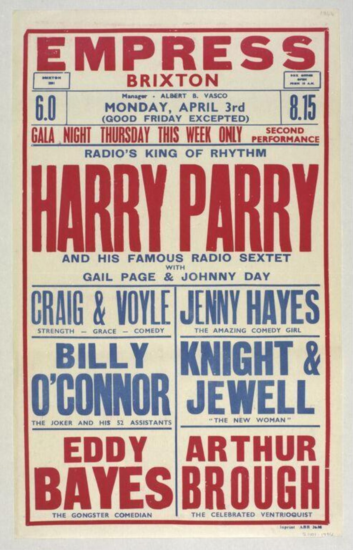 Vintage Harry Parry Show Theatre Poster