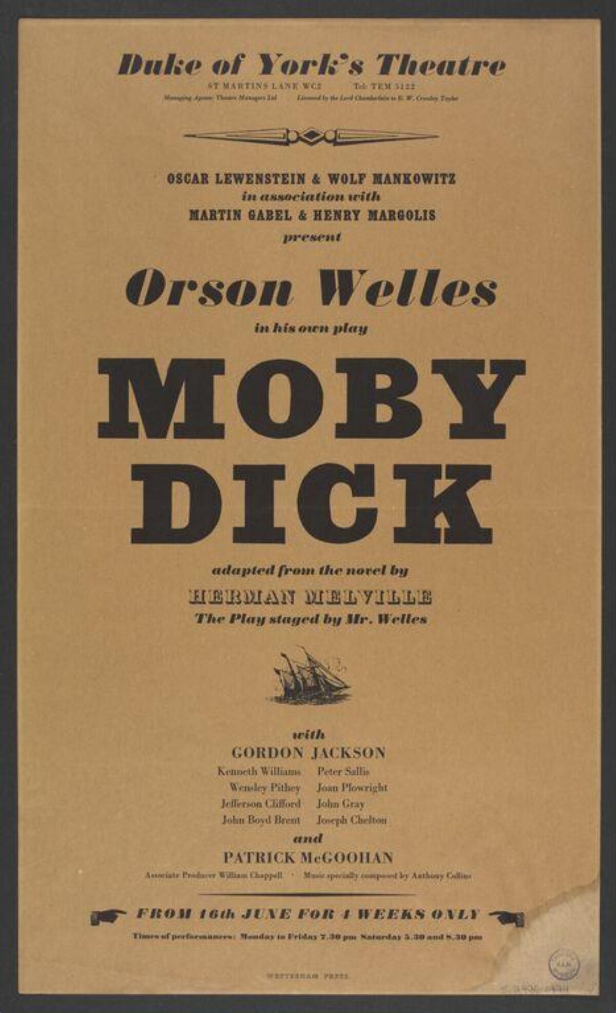 Vintage Moby Dick Play Poster