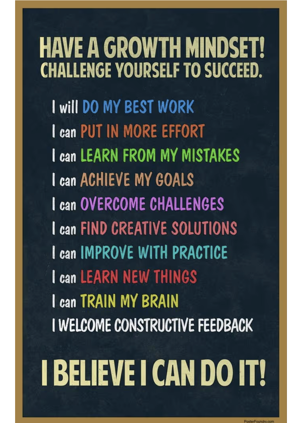 Growth Mindset Motivational Poster