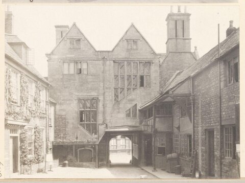 Vintage Historic Stone Building Courtyard
