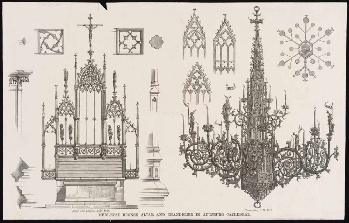 Medieval Altar and Chandelier Drawing