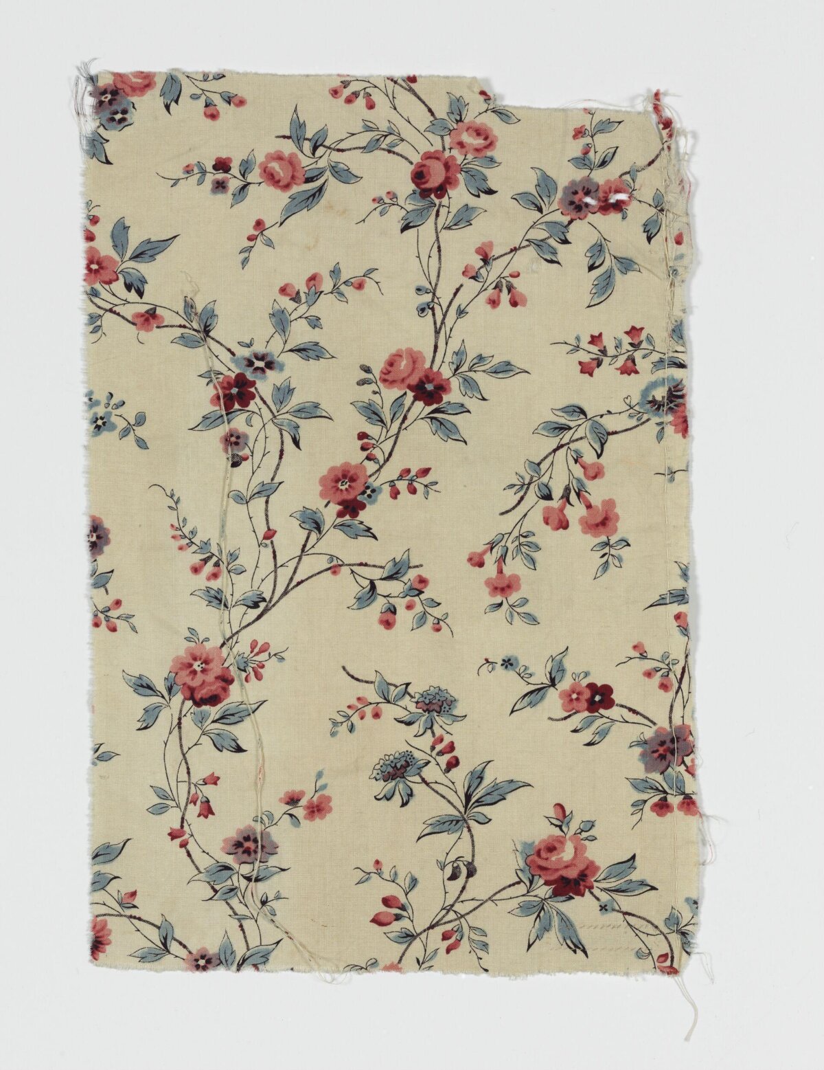 Vintage Floral Printed Fabric Fragment