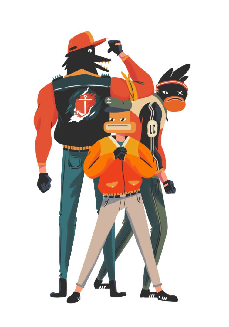 Three Stylized Animal Gang Characters