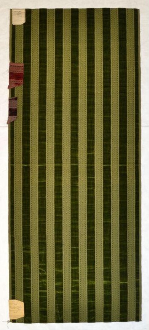 Vintage Green Striped Fabric Sample