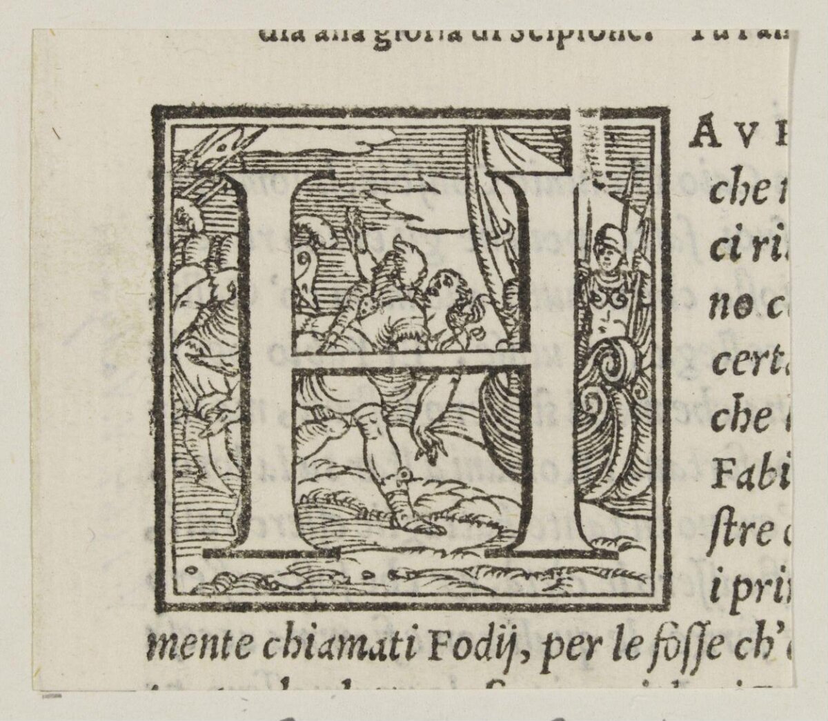16th Century Italian Decorated Initial Woodcut