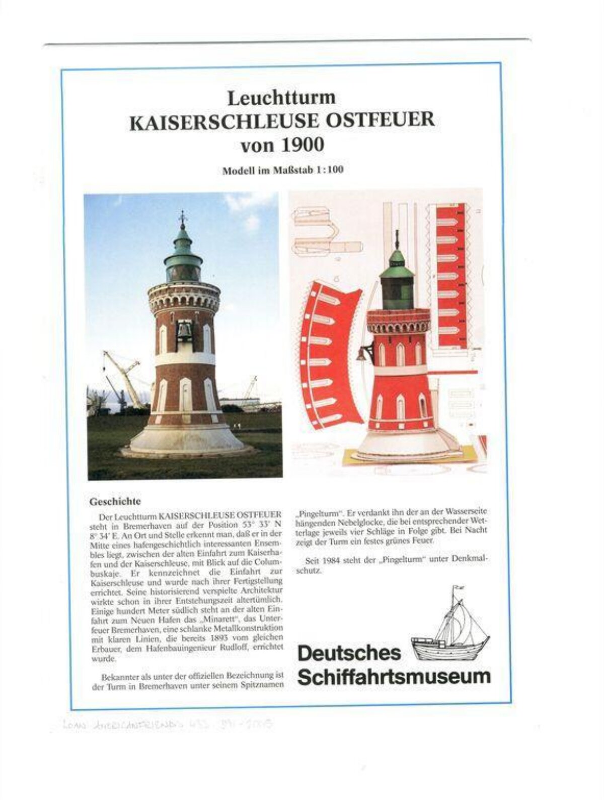 Kaiserschleuse Ostfeuer Lighthouse Sheet