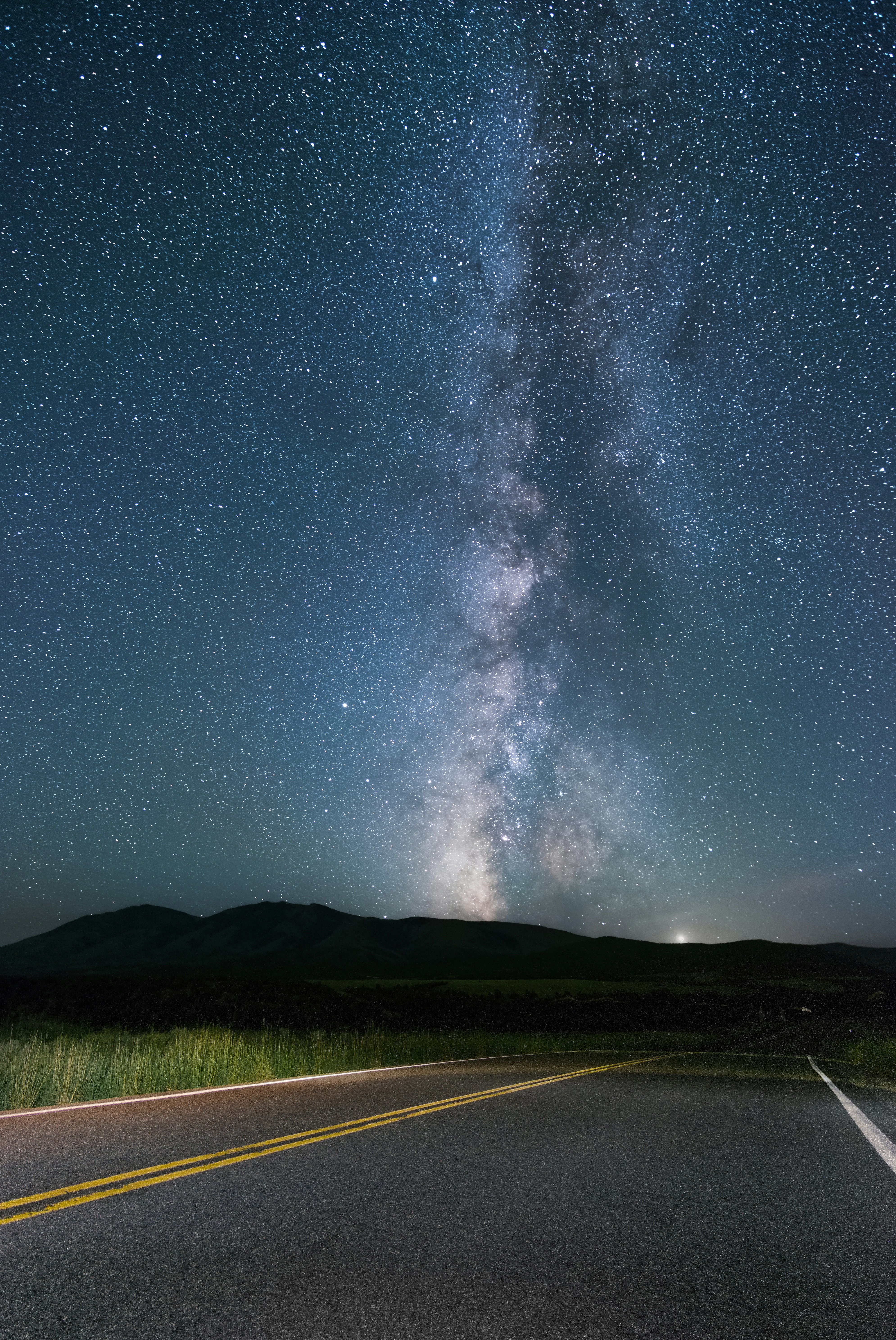 Milky Way Over Empty Highway