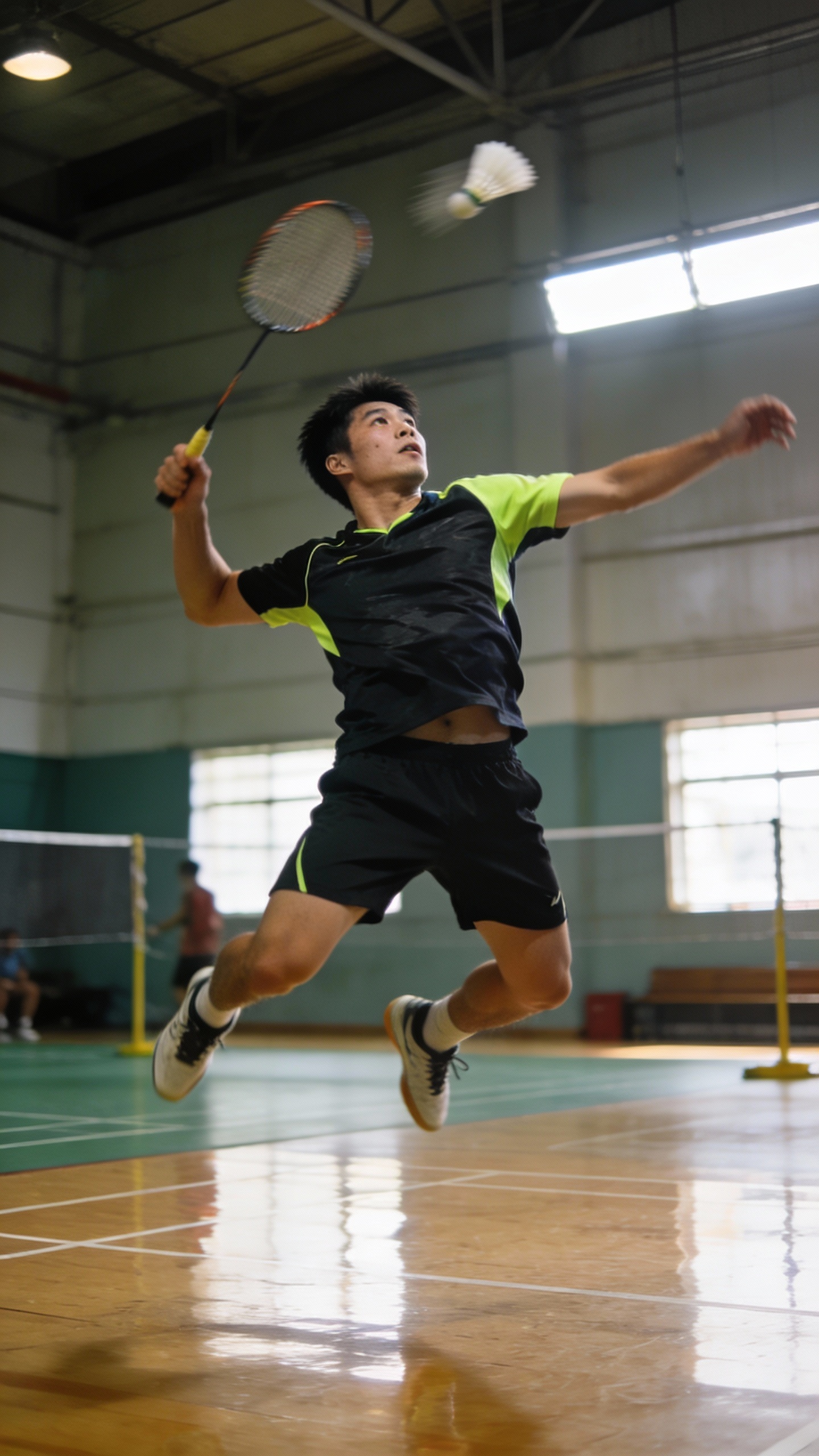 Badminton Player Jumping Smash