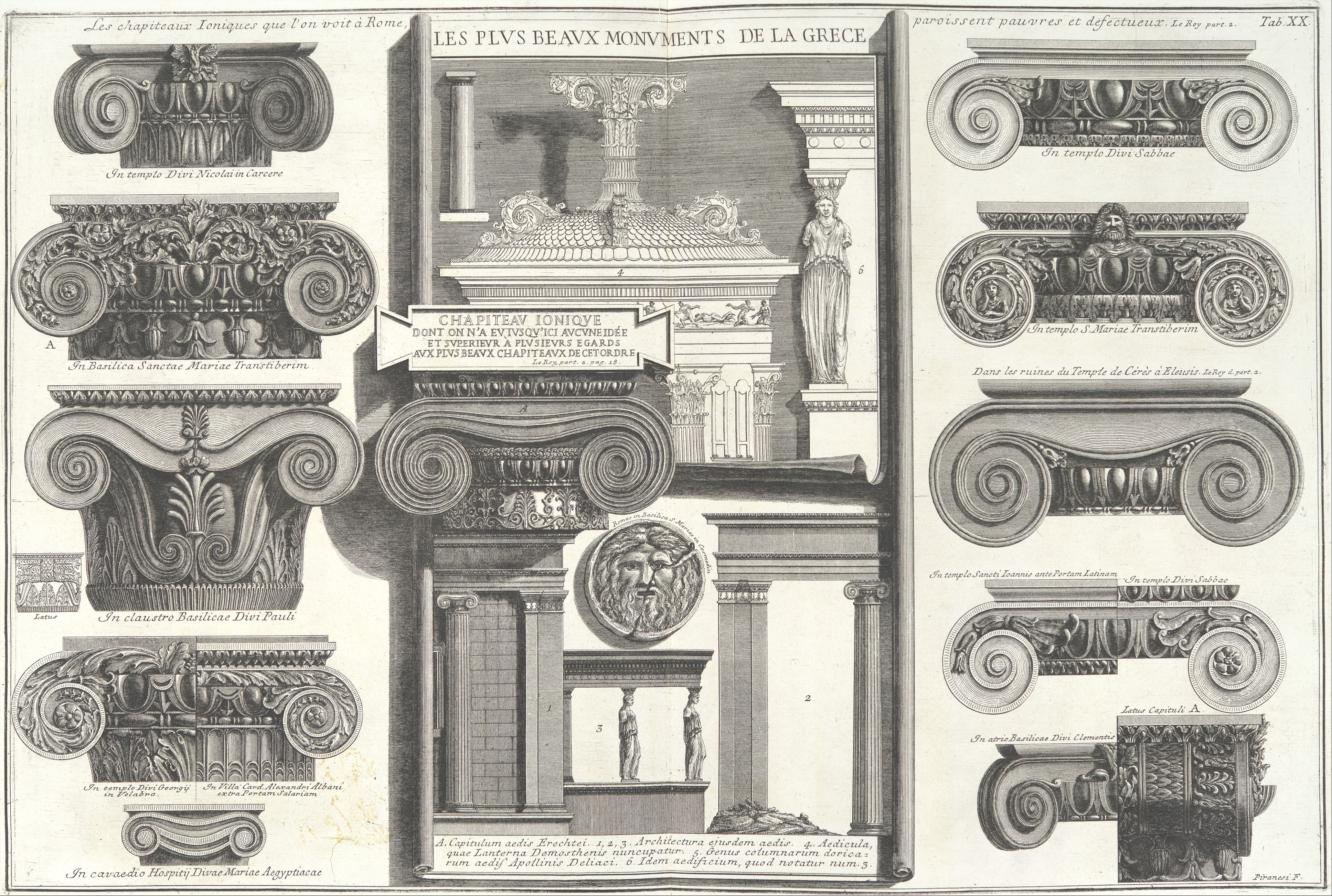 Antique Engraving of Ionic Column Capitals