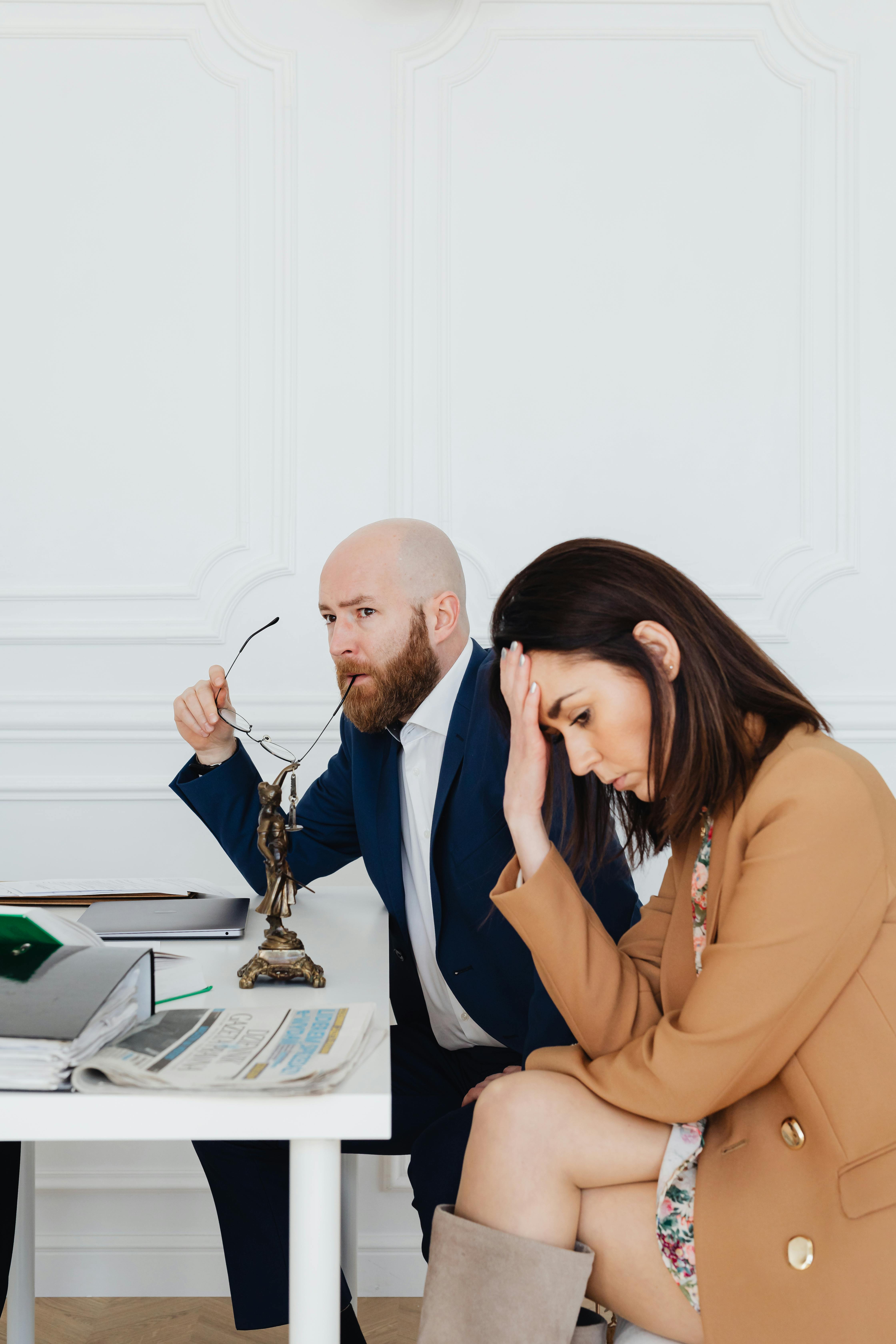 Stressed Client at Legal Consultation