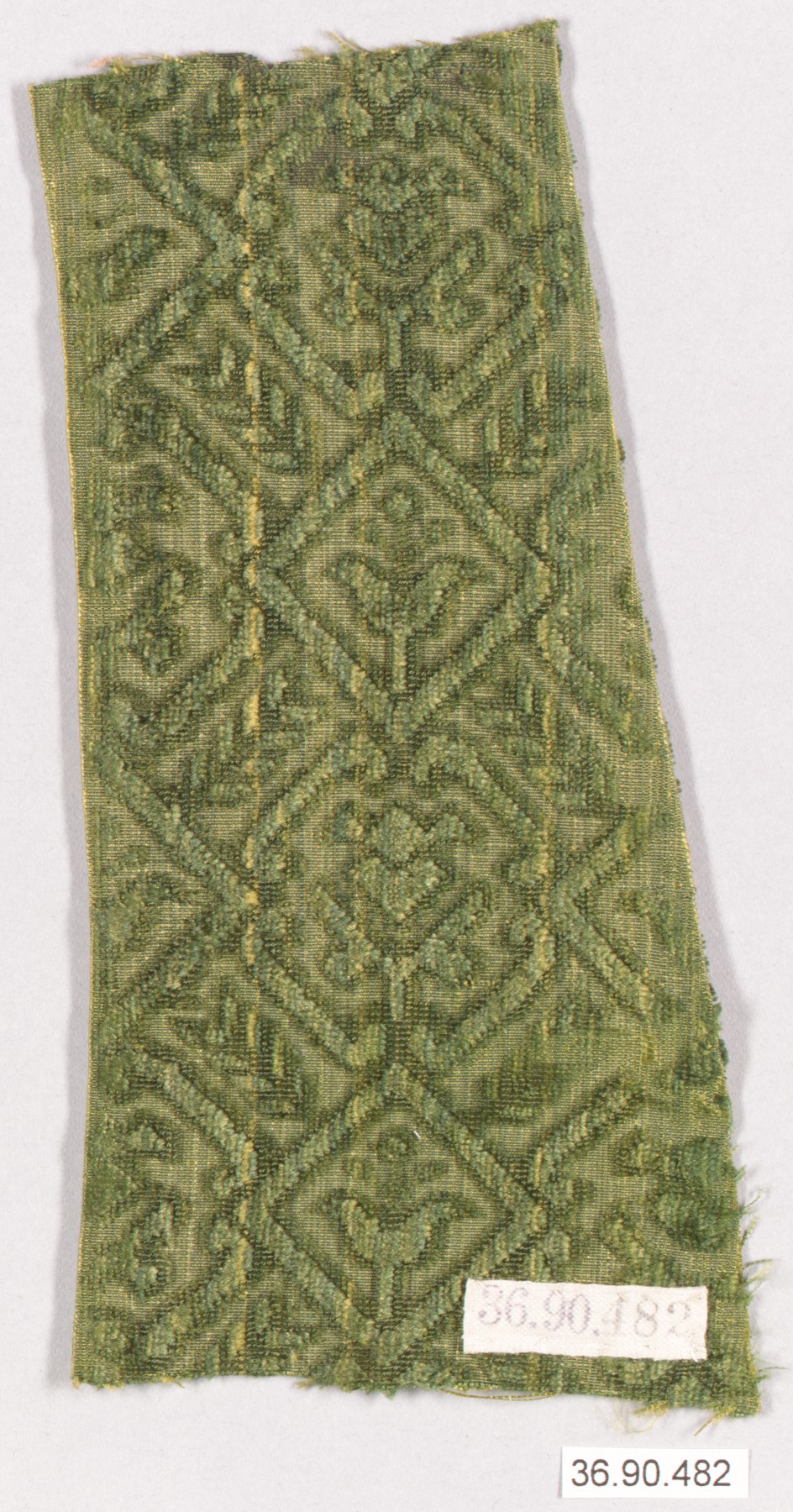 Green Patterned Woven Textile Fragment