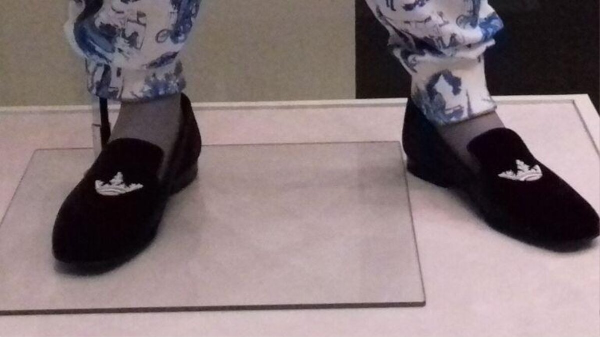 Displayed Black Crown Embroidered Loafers