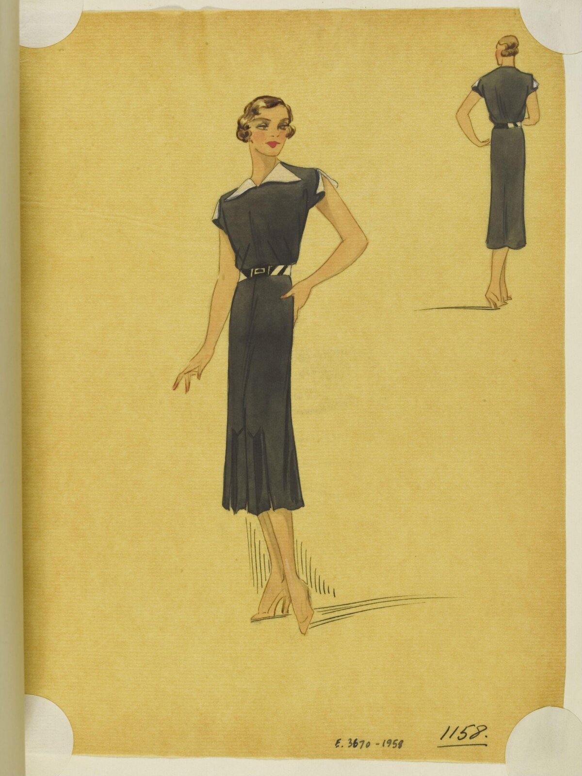 Vintage Black Dress Fashion Sketch