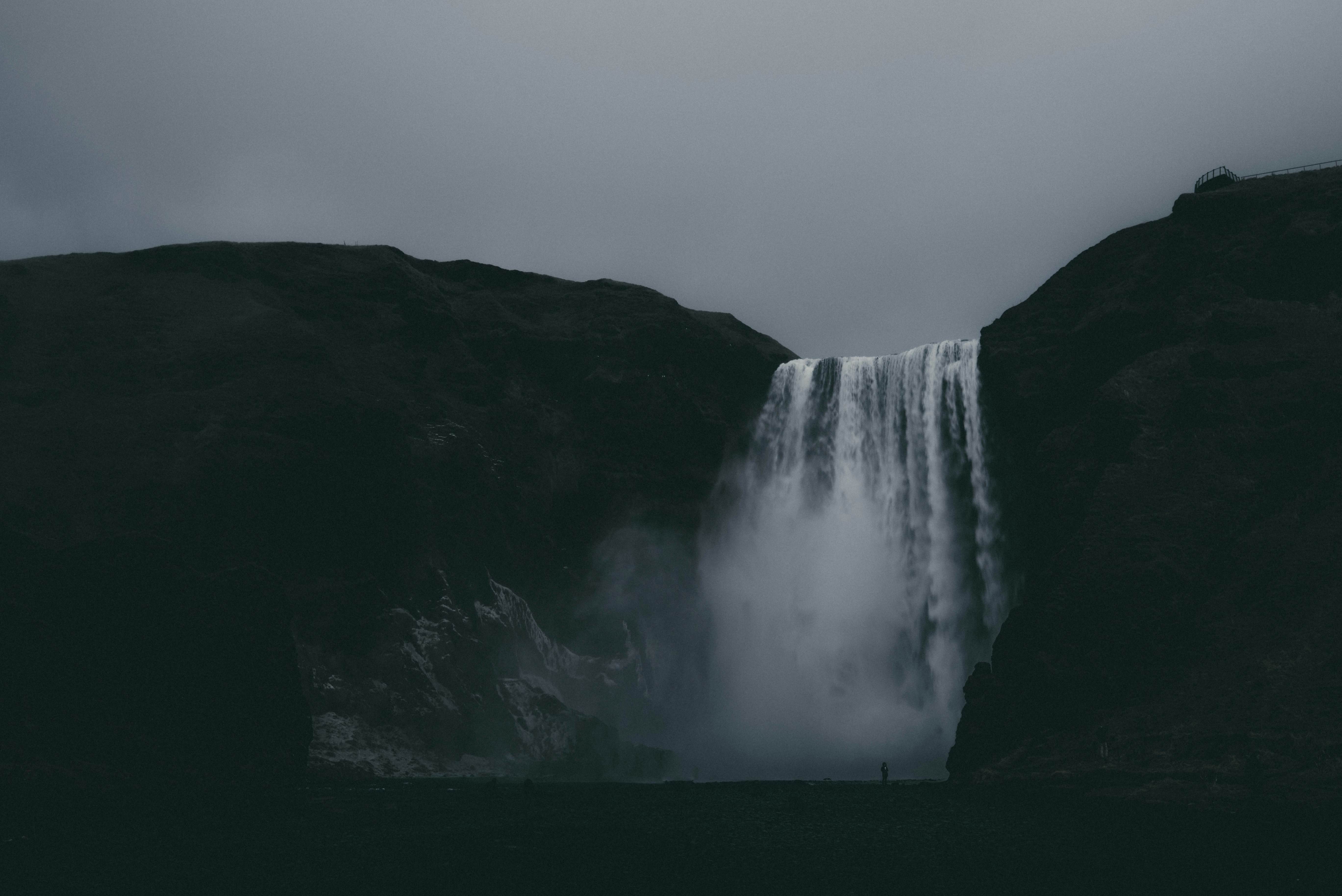Overcast Waterfall Landscape