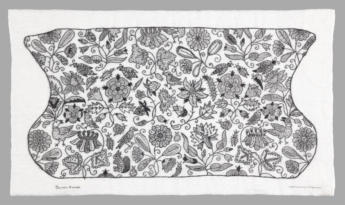 Blackwork Vase Nature Embroidery