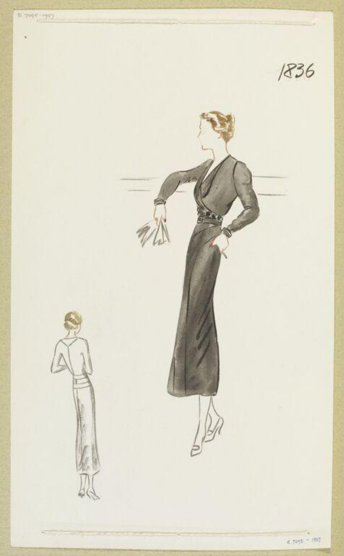Vintage Long Dress Fashion Sketch