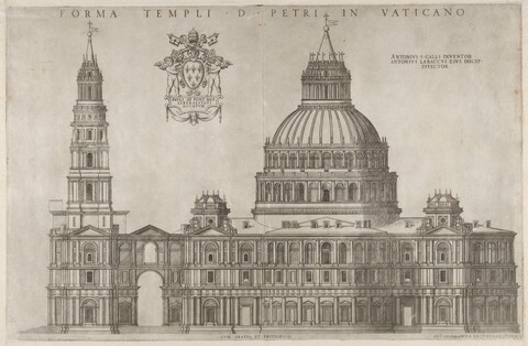 Engraved Elevation of Vatican St Peter's Basilica