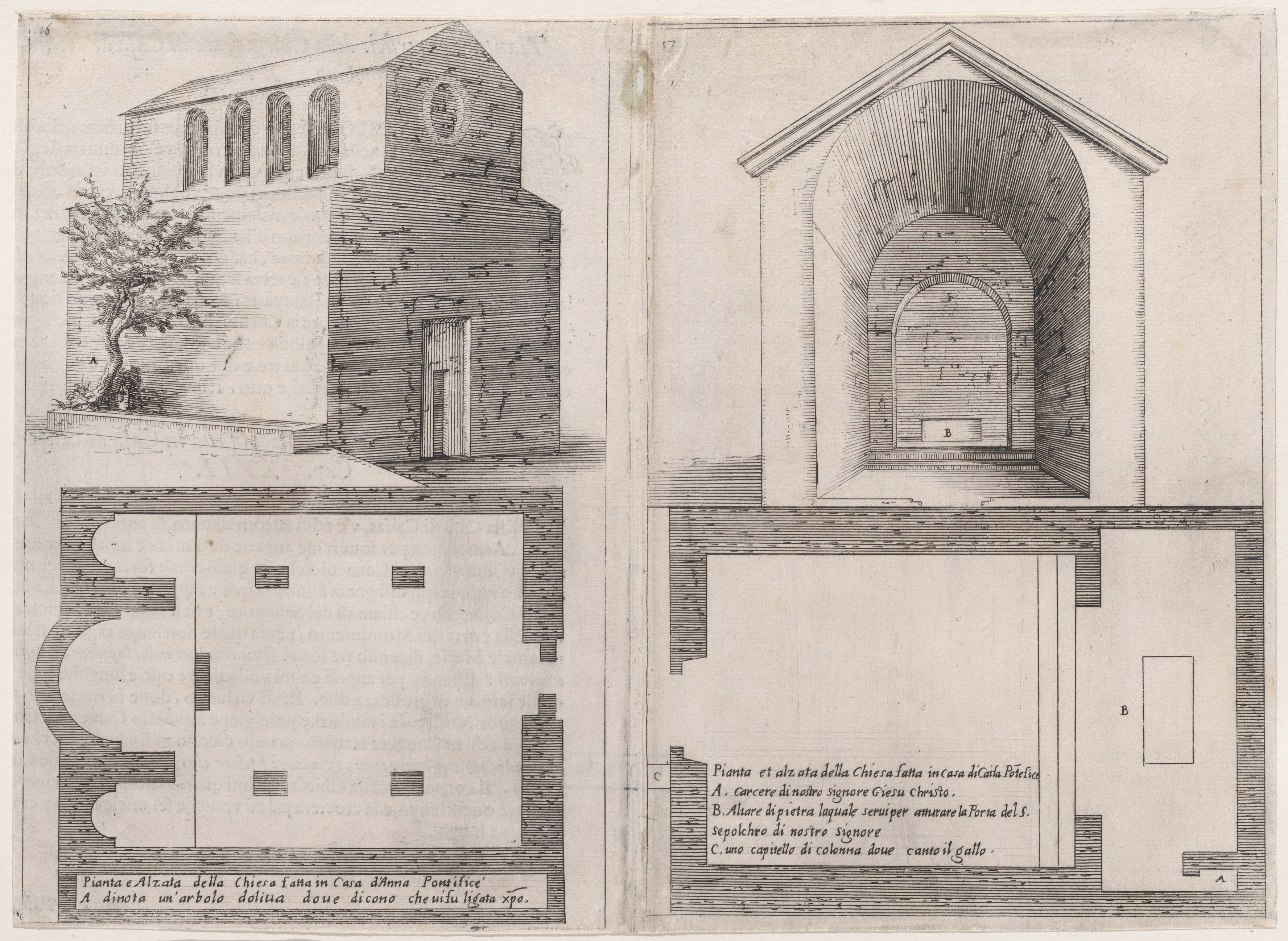 Engraved Church Plan and Elevation Drawings
