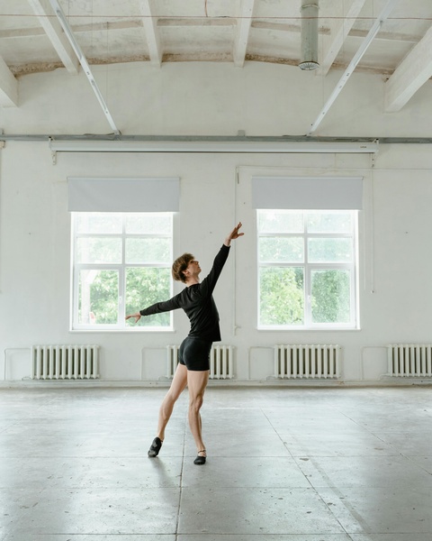 Male Ballet Dancer in Dance Studio