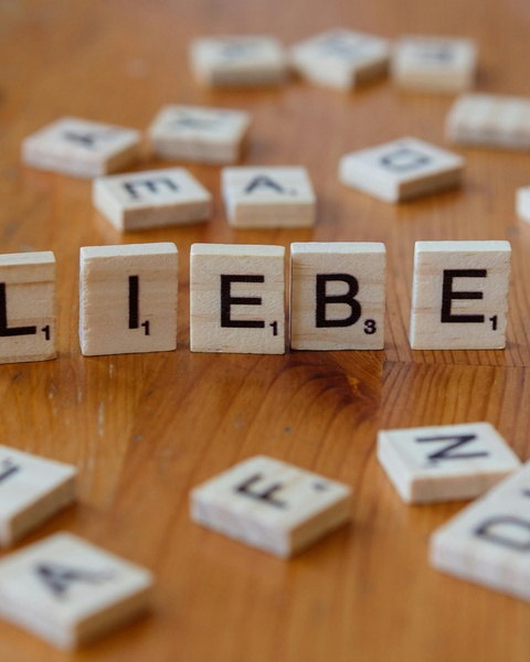 Scrabble Tiles Spelling LIEBE