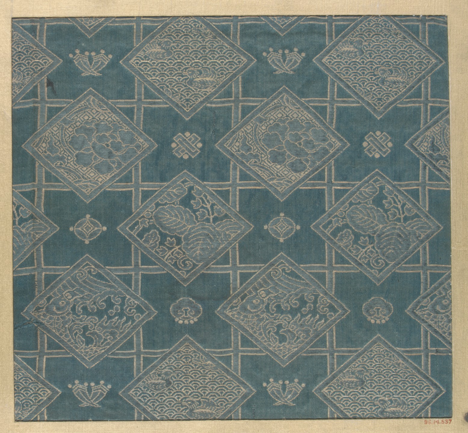 Traditional Blue Patterned Chinese Silk