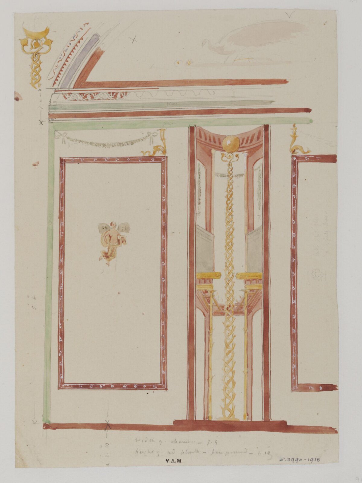 Watercolor Sketch of Decorative Wall Design