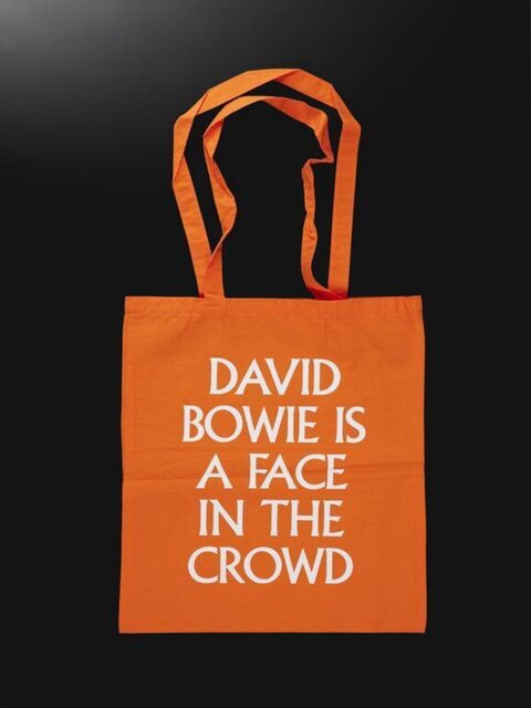 Orange David Bowie Text Tote Bag