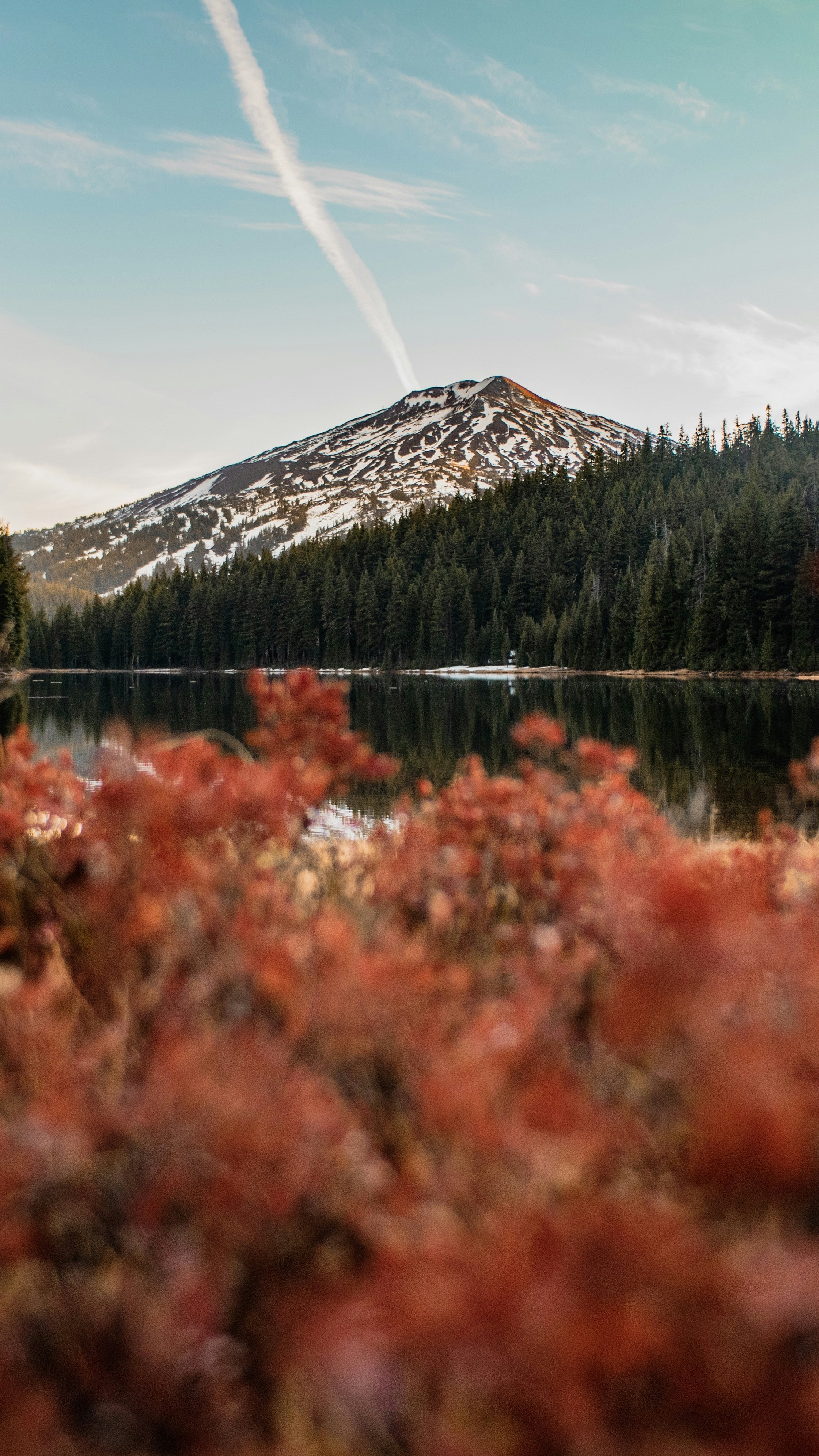 Snow-capped Mountain Autumn Lake View
