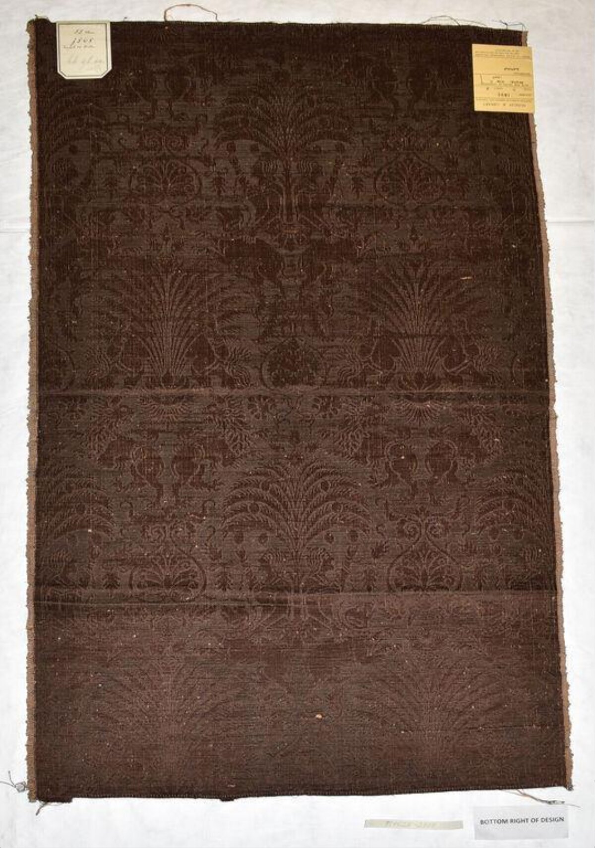 Antique Dark Brown Patterned Textile Sample
