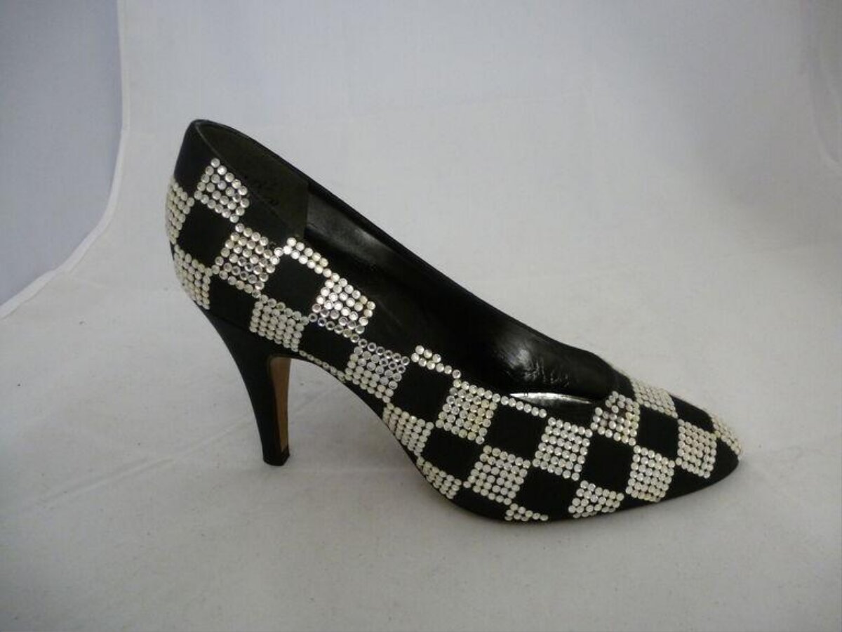 Black And White Checkered High Heel