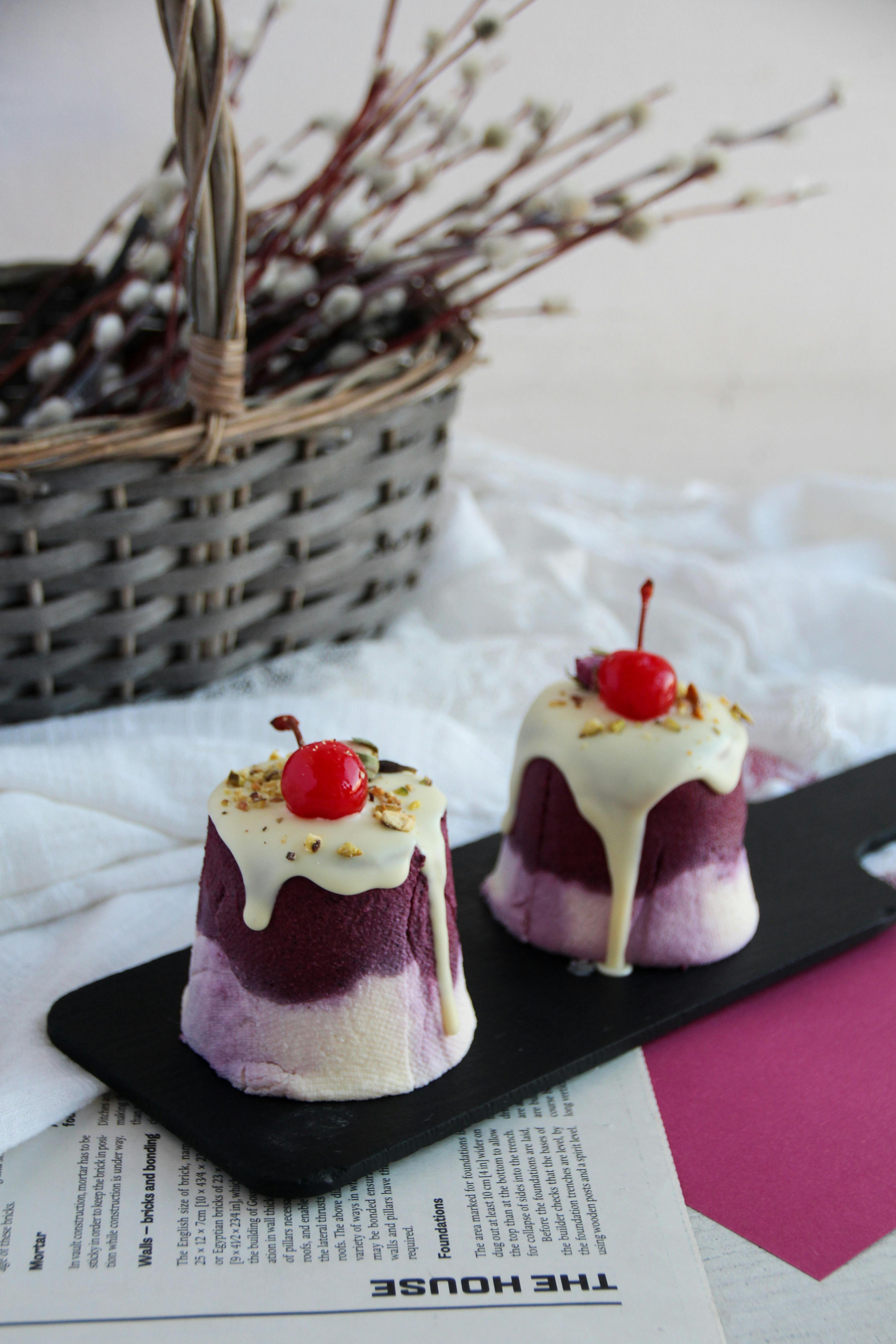 Cherry-Topped Mini Layered Mousse Desserts
