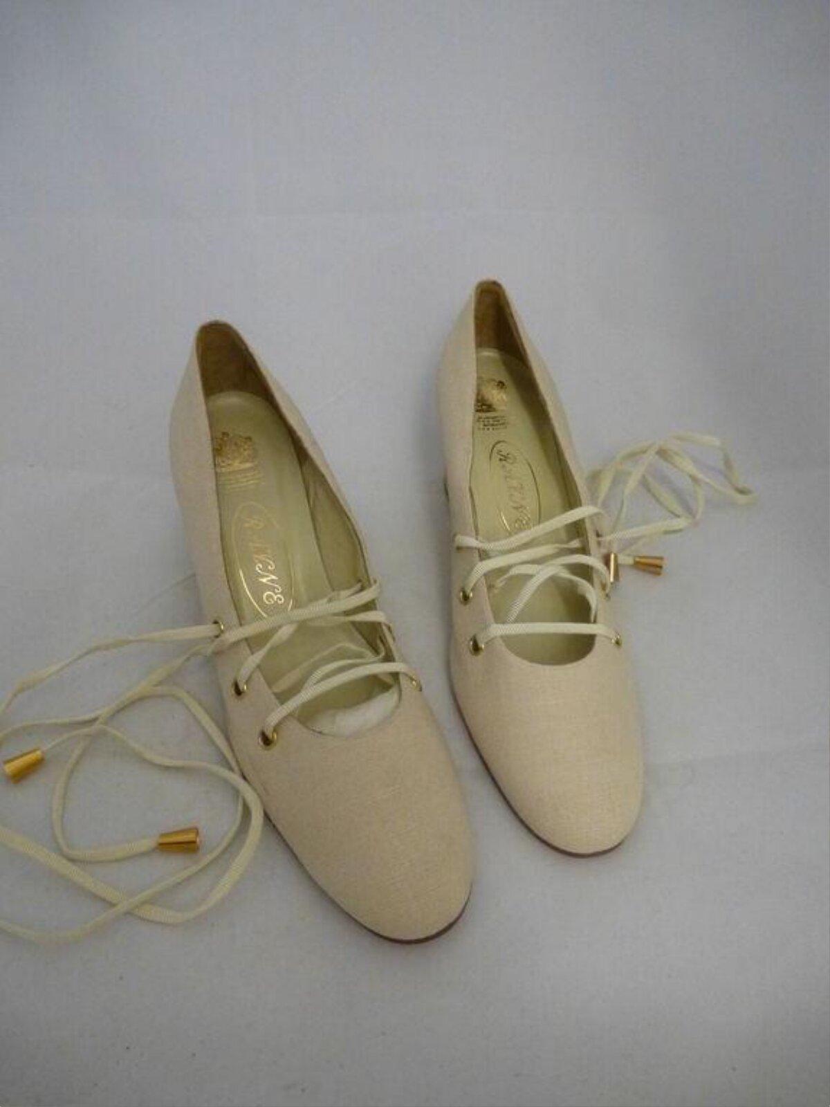 Beige Lace-Up Women's Pumps