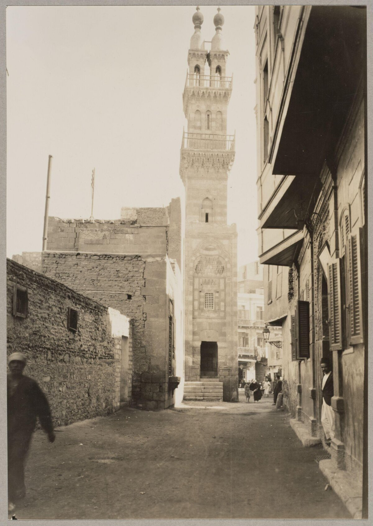 Old Cairo Street with Mosque Minaret