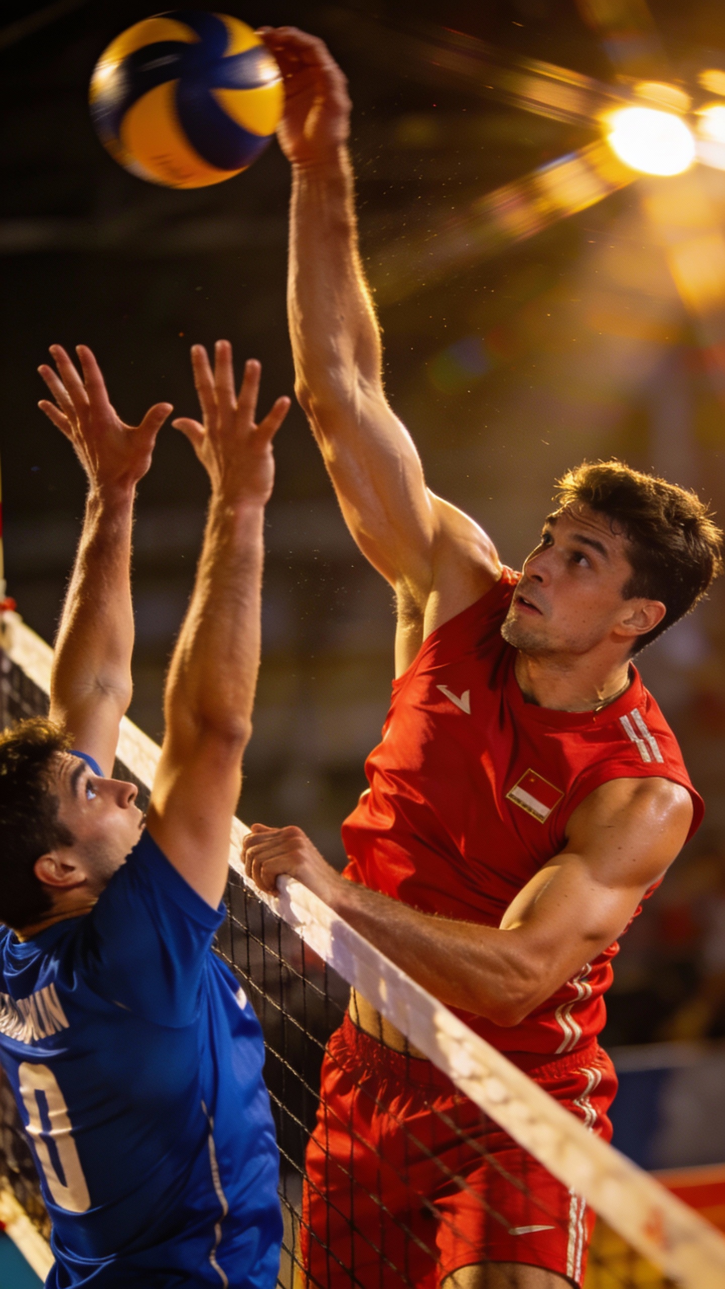 Volleyball Spike and Block Action