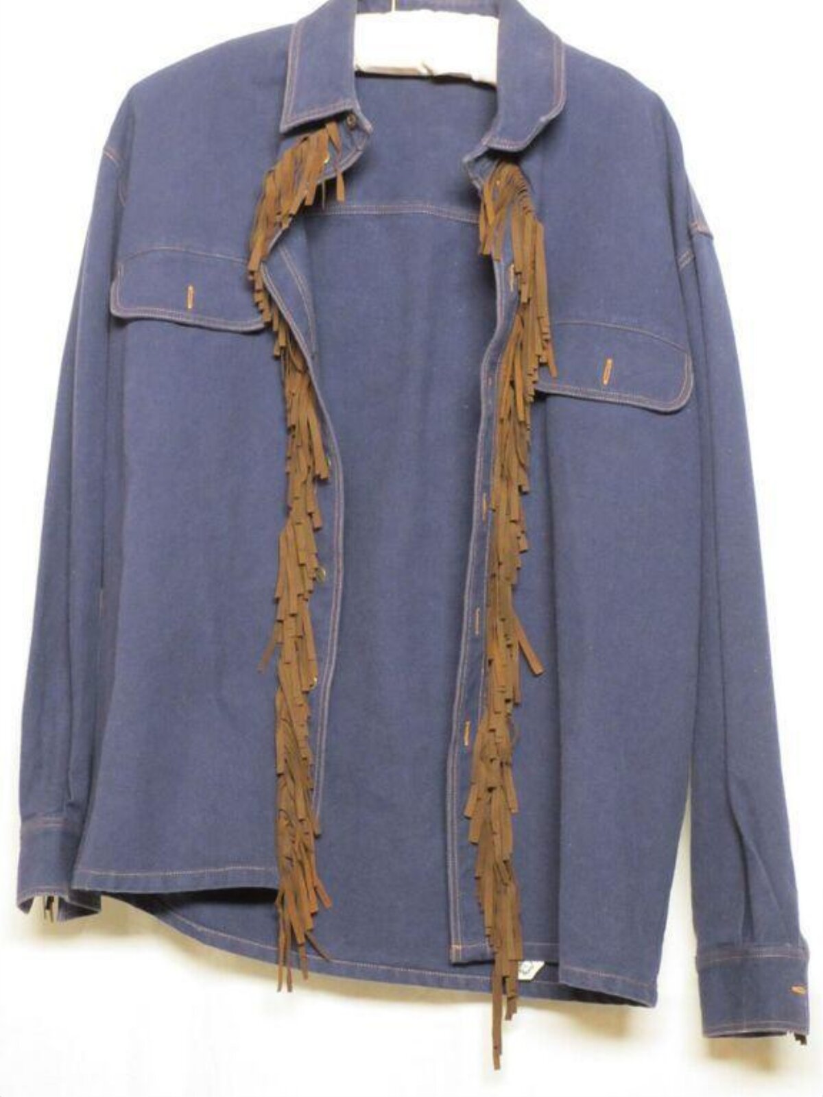 Blue Fringed Denim Shirt