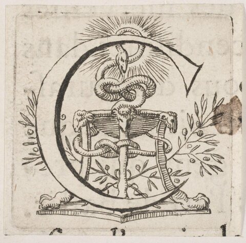Ornamental Initial Letter G Woodcut