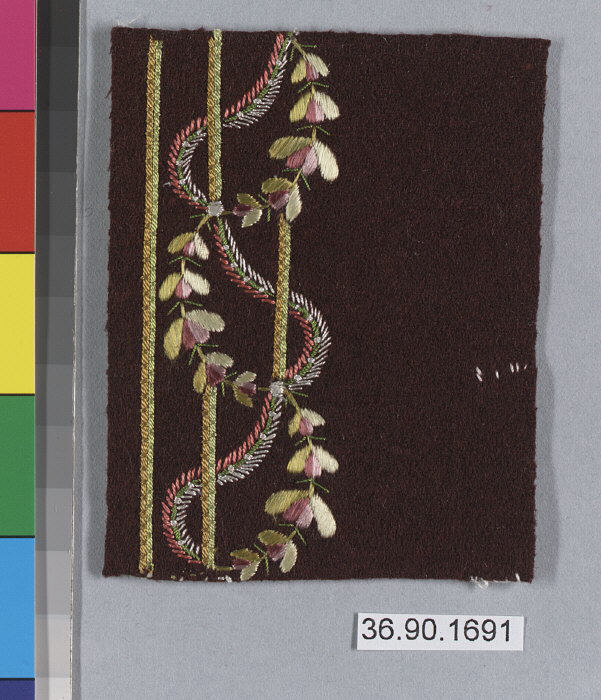 Embroidered Brown Textile Fragment