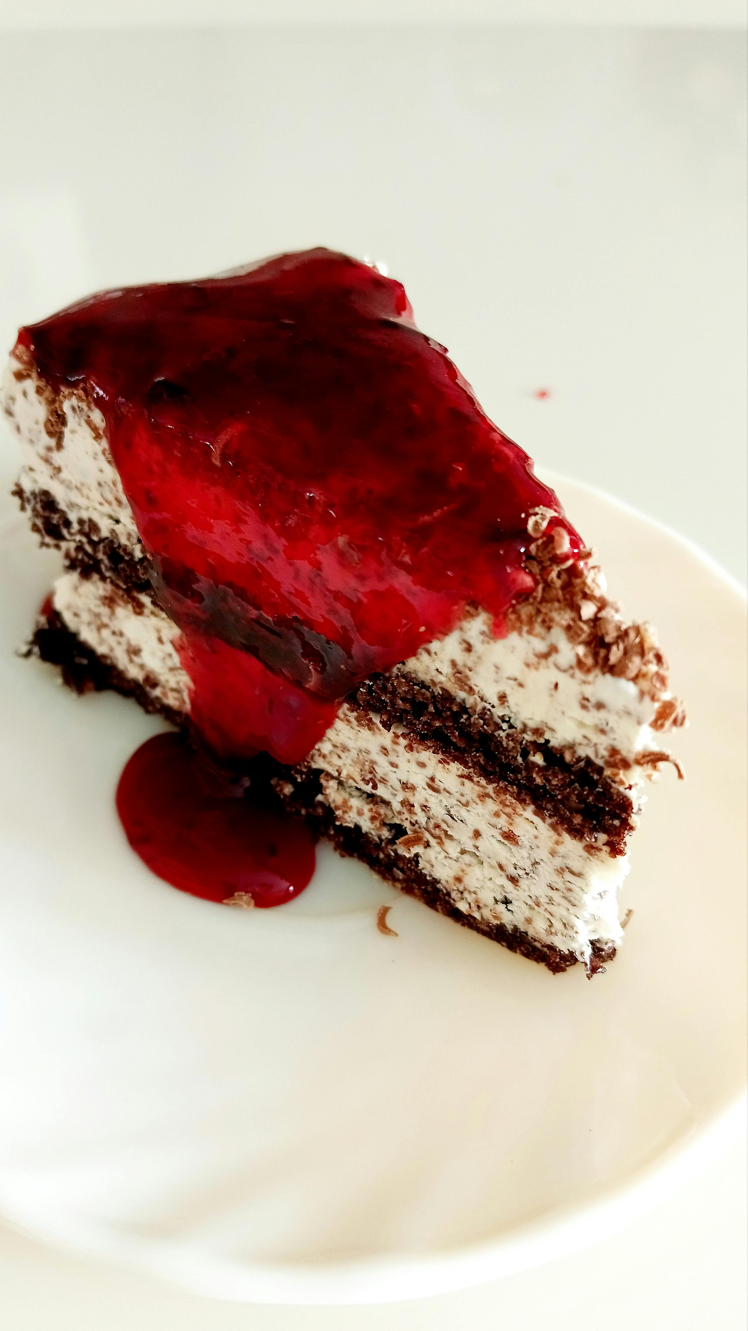 Black Forest Cake Slice with Berry Sauce