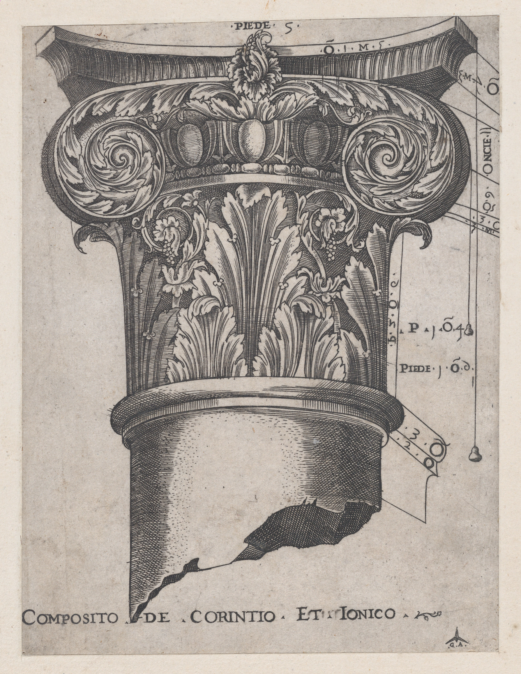 Engraving of Composite Corinthian Ionic Capital