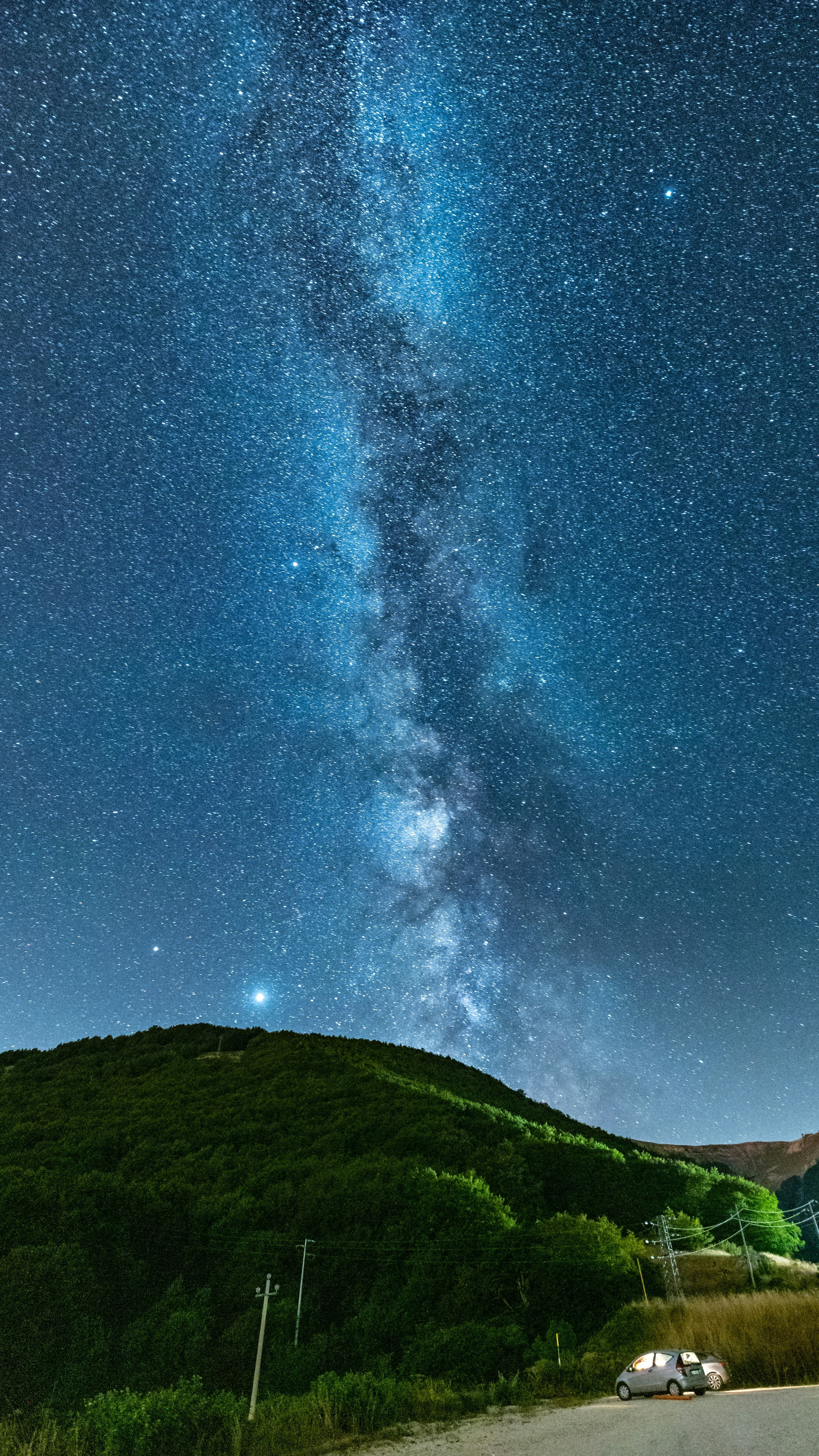 Milky Way Night Sky Over Mountain Road