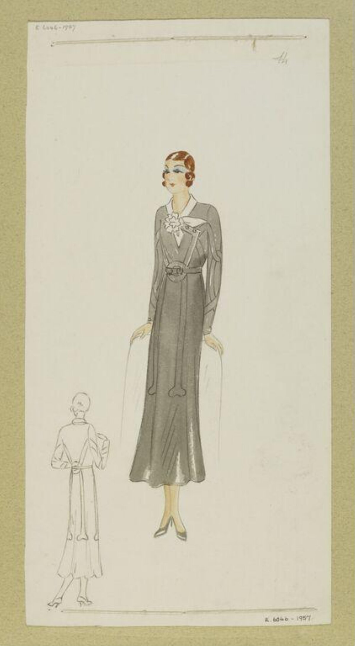1930s Long Dress Fashion Sketch