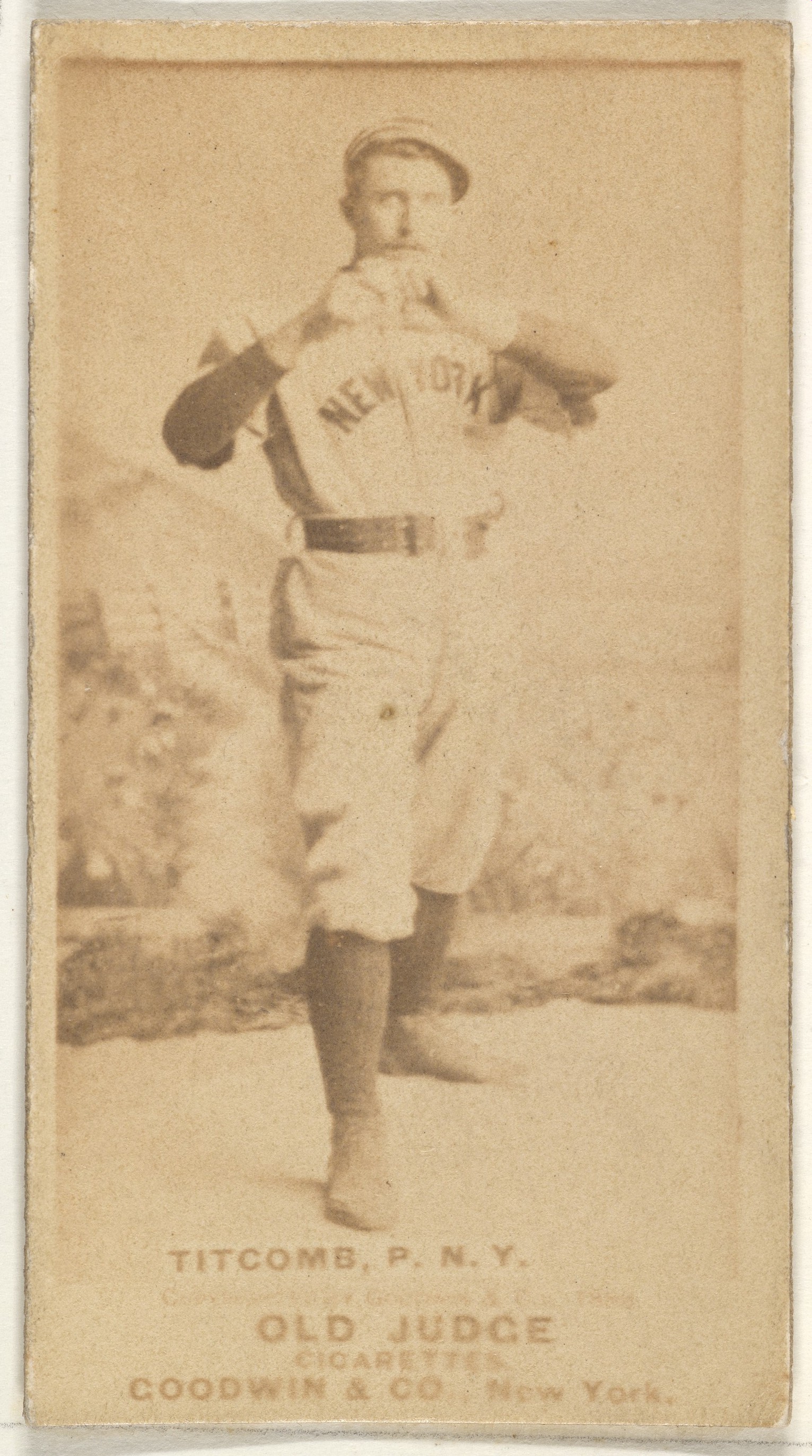 Old Judge Cigarette Card of NY Pitcher Titcomb