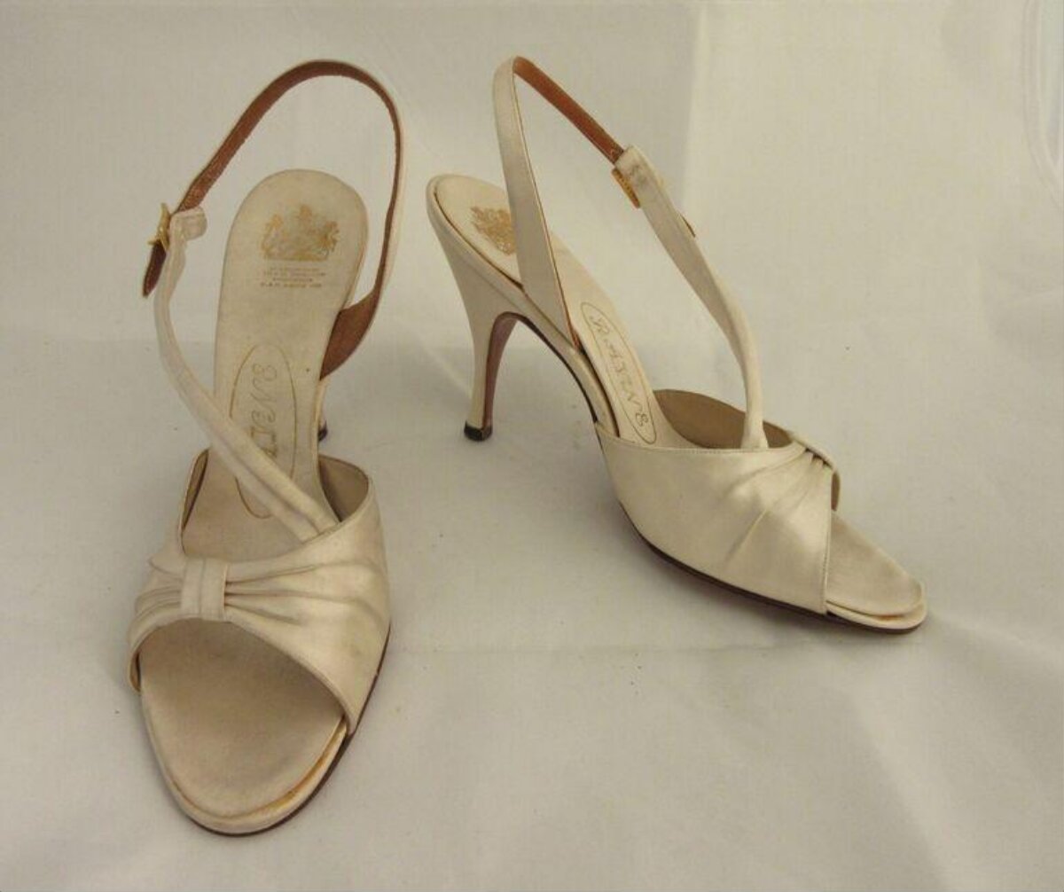 Pair of Ivory Slingback High Heels