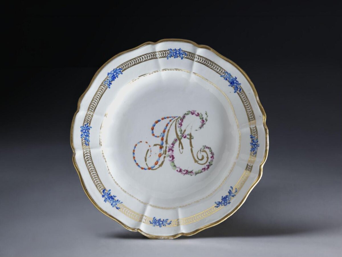 Monogrammed Gilded Porcelain Plate