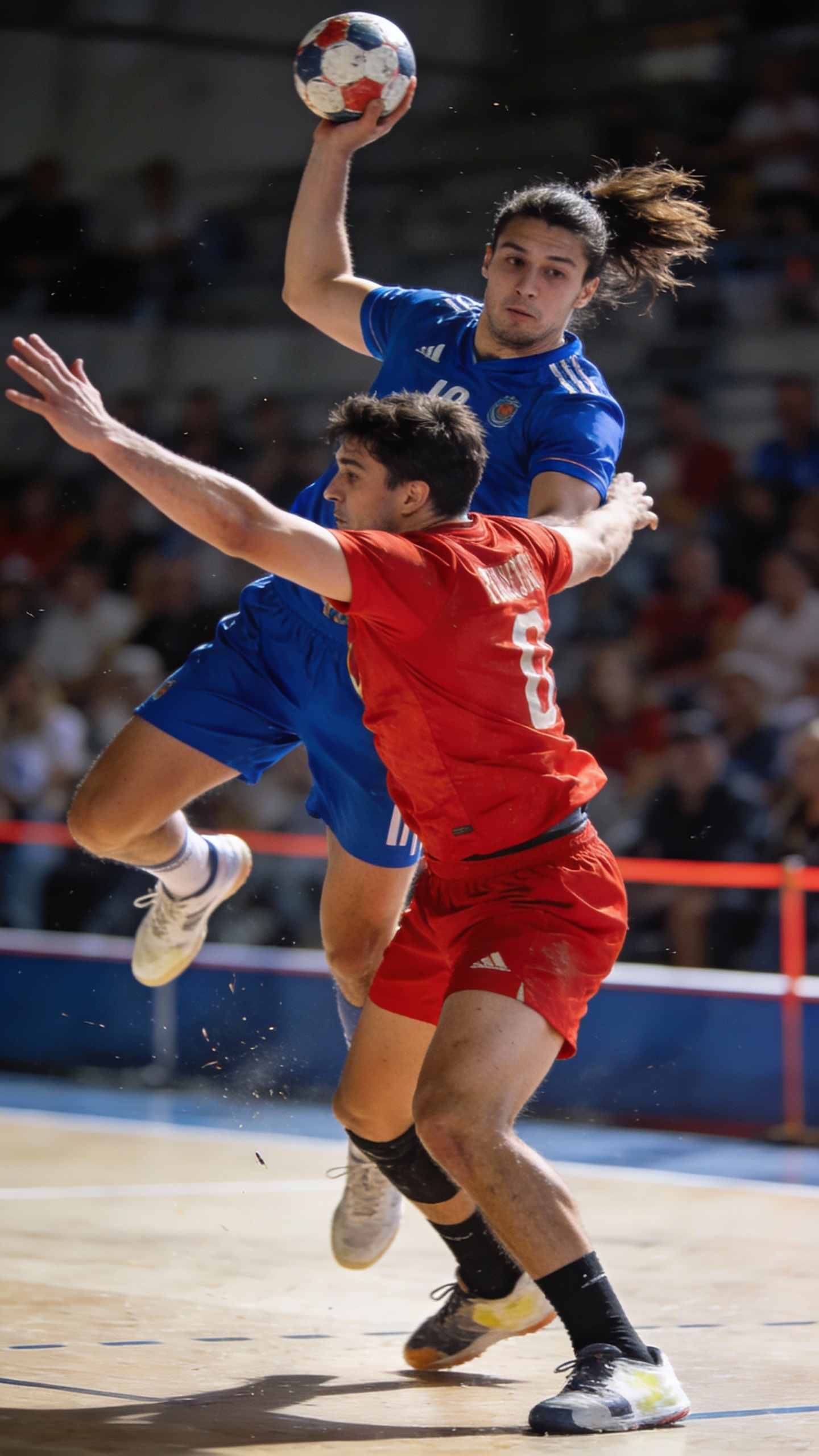 Handball Players Competing in Match